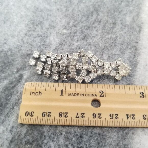 Vintage Rhinestone Fringe Brooch, Retro Deisgn, Lapel Pin, Estate - Picture 5 of 6